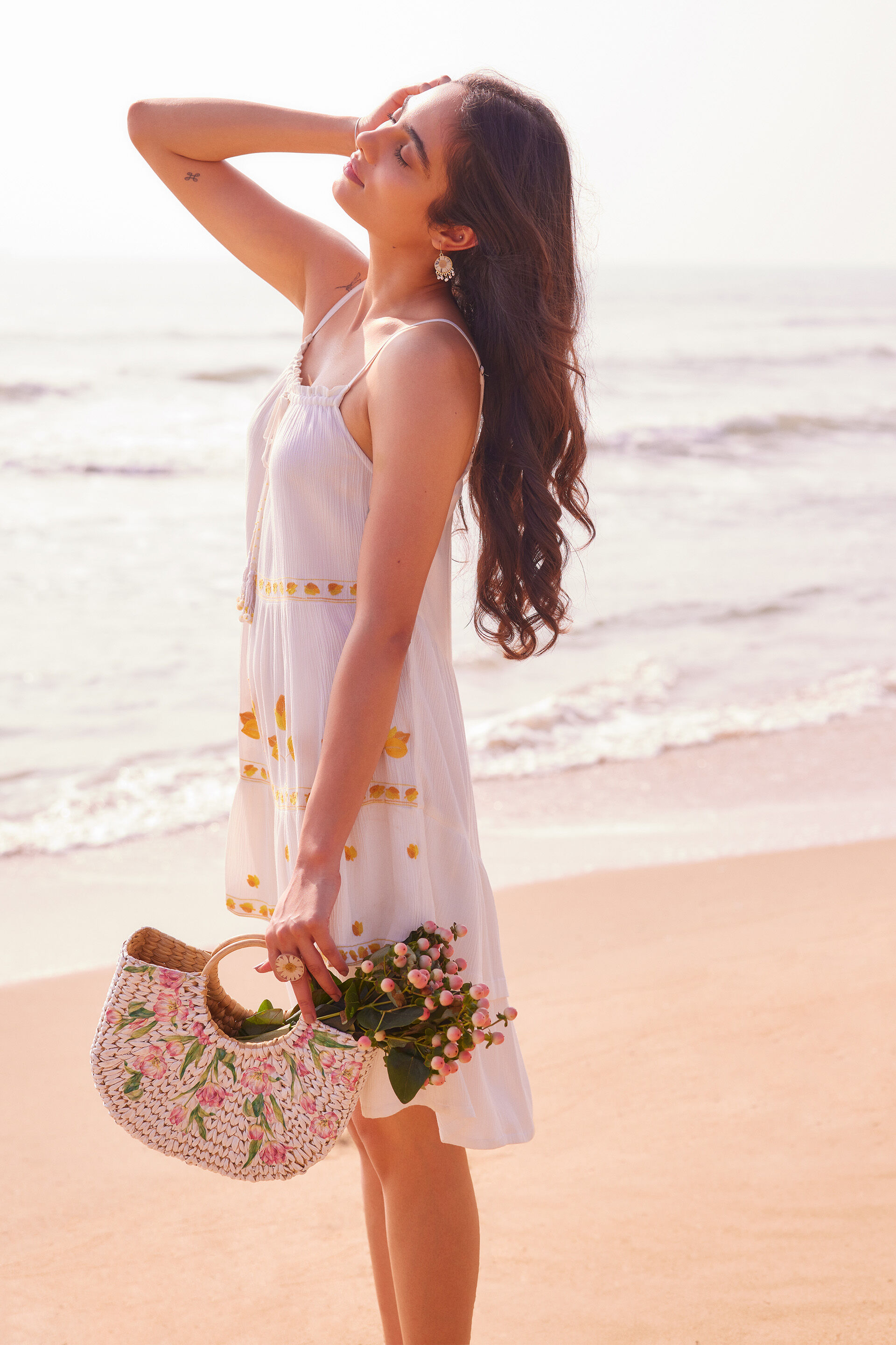 Peela Floral Dress, White, image 2